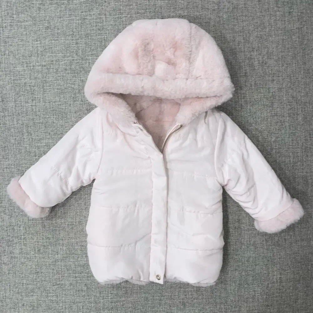 Tartine et Chocolat 18m reversible faux fur coat VGUC light mark on one elbow